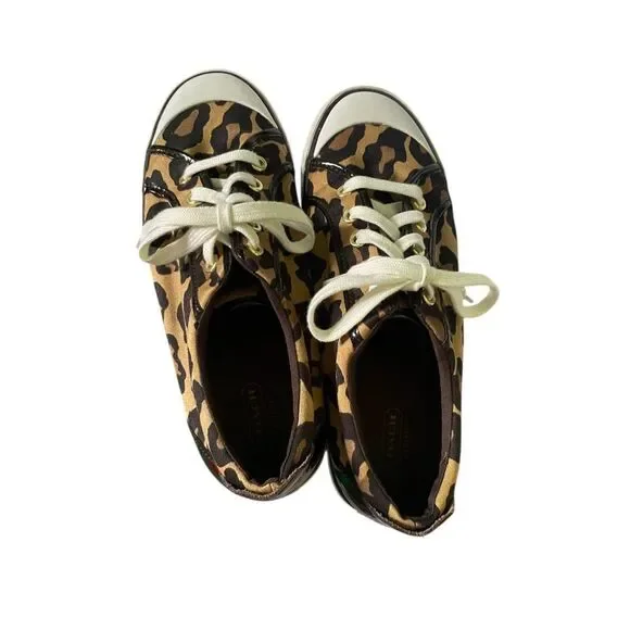 Coach | Women's Leatherware Barrett Animal Print Sneakers Size 9 - Picture 4 of 6